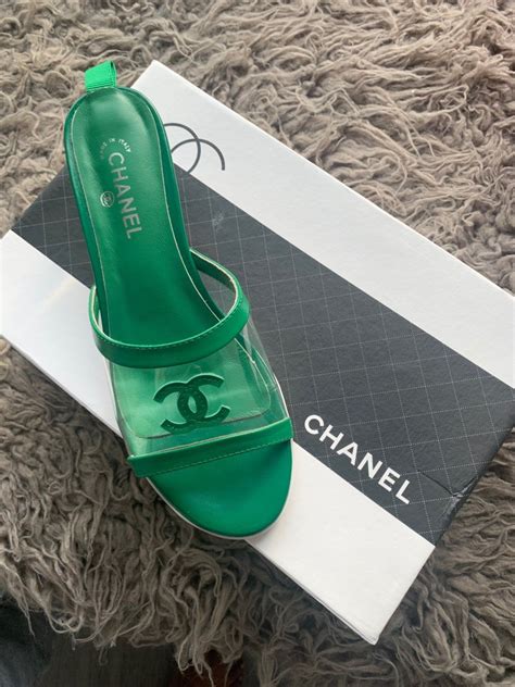 clear chanel mules|chanel slippers for women.